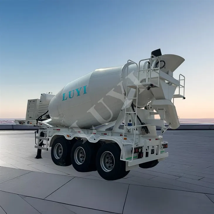 Tre-akslet cementblander-semi-trailer med 12 kubikmeter kapacitet